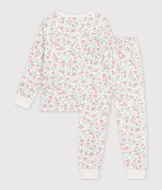 Pigiama in tessuto felpato a fiori bambina bianco/multicolore