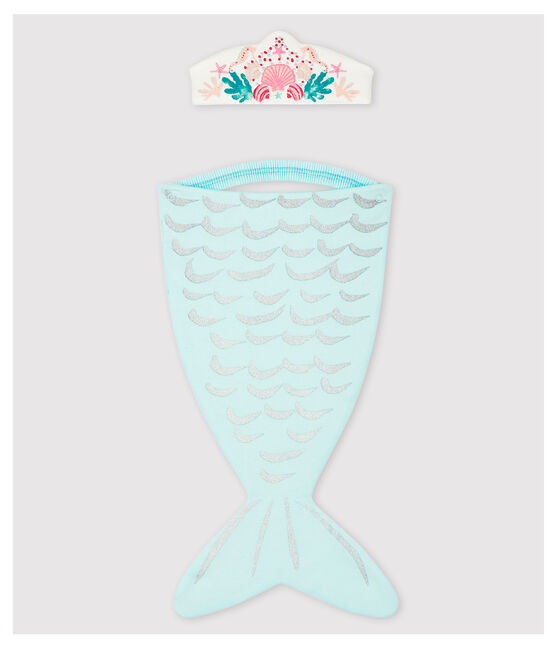 Completo maschera sirena bambina in cotone blu HAITI/ecru MULTICO