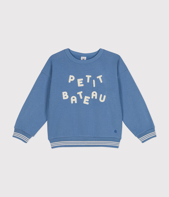 Maglia in tessuto felpato bambina/bambino blu BEACH
