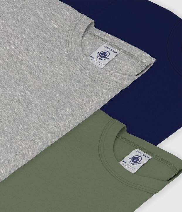 Set di T-shirt a maniche corte in cotone tinta unita bambino multicolore