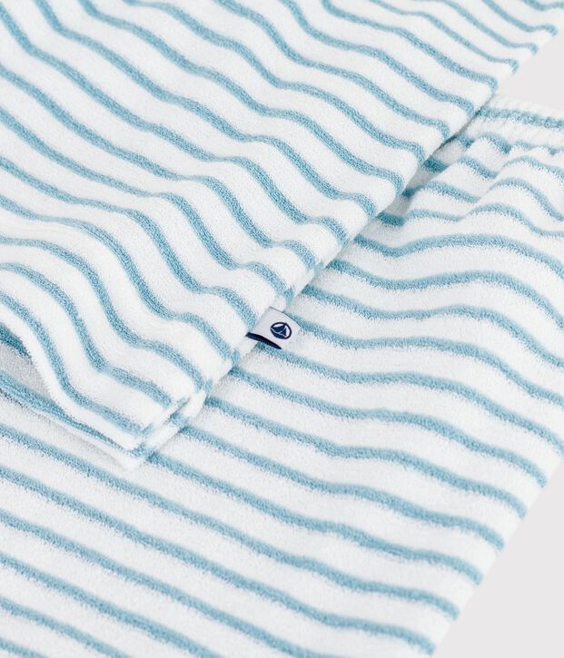 Pigiama corto in spugna di cotone a righe bambino bianco/blu