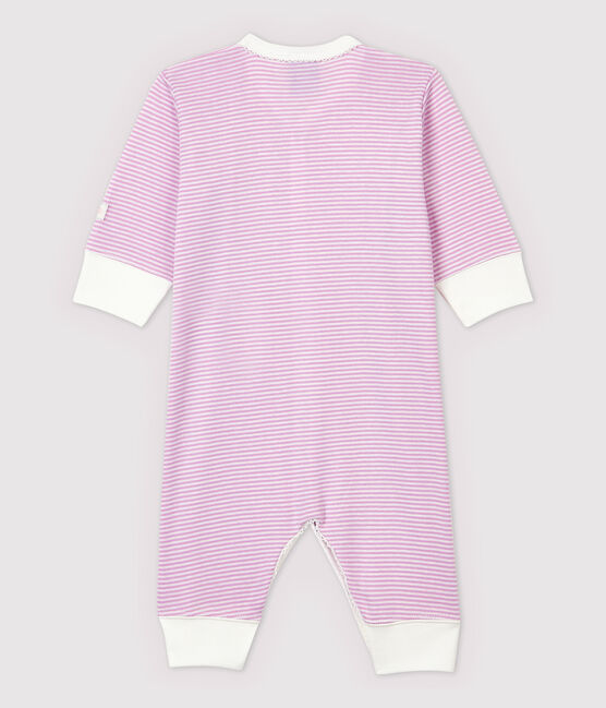 Tutina pigiama senza piedi bebè a righe rosa in cotone e lyocell rosa BOHEME/bianco MARSHMALLOW