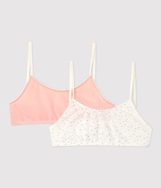Confezione da 2 brassière ragazza fantasia paillette in cotone biologico e elastan variante 1
