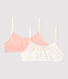 Confezione da 2 brassière ragazza fantasia paillette in cotone biologico e elastan