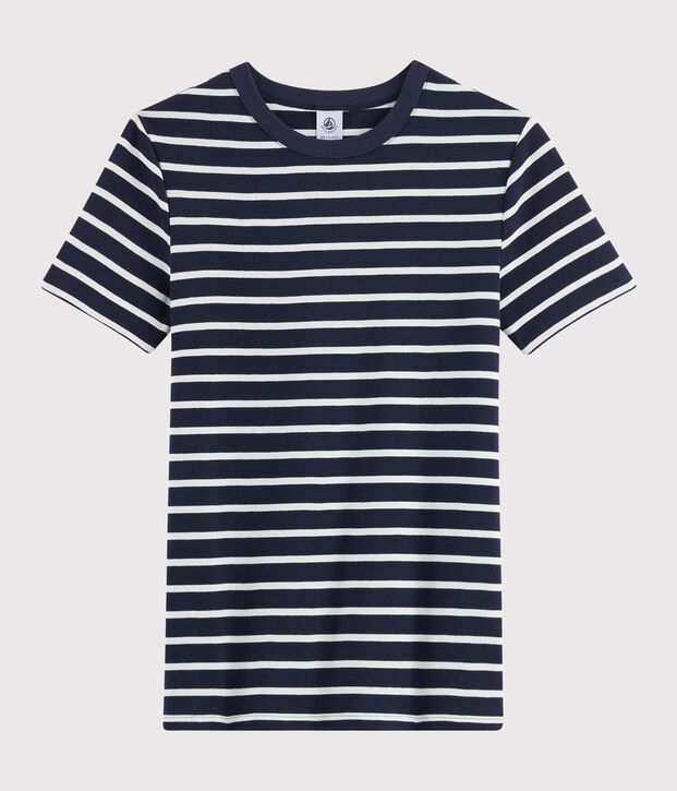 T-shirt iconica scollo rotondo Donna blu/bianco