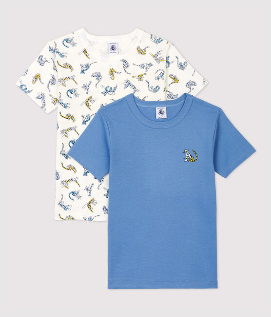 Cofezione da 2 t-shirt bambino a maniche corte fantasia pantere in cotone biologico variante 1