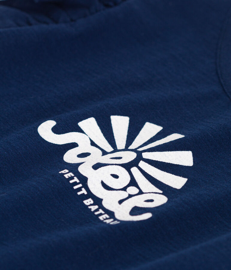 T-shirt in jersey fiammato bambina blu