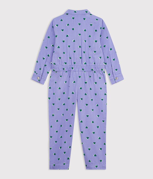 Tutina in cotone con stampa a cuori bambina viola/multicolore