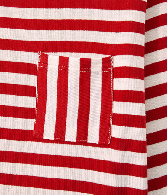 T-shirt donna maniche lunghe in costina originale 1x1 rosso TERKUIT/bianco MARSHMALLOW