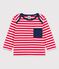 T-shirt bebè a maniche lunghe in jersey a righe rosso PEPS/bianco MARSHMALLOW