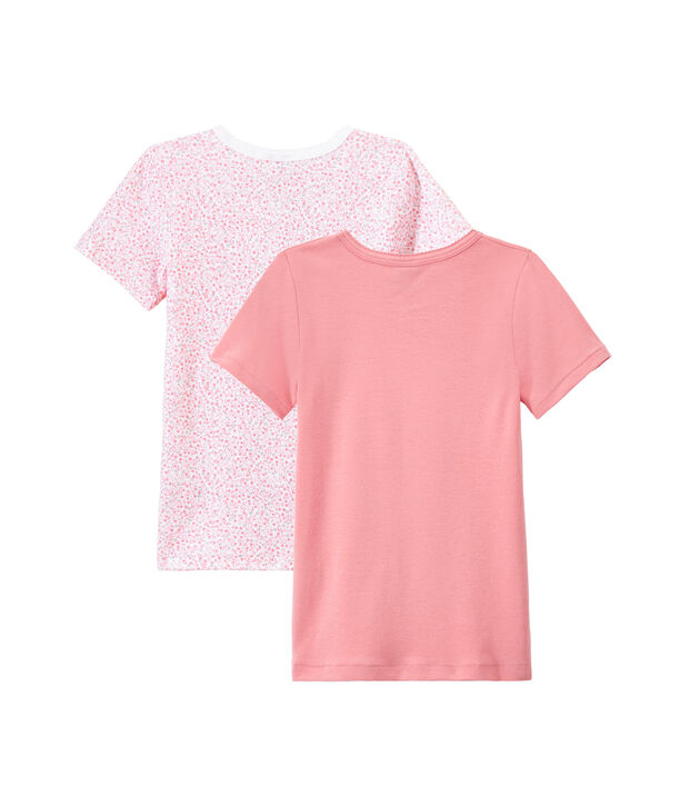 Lotto di 2 t-shirts per bambina a maniche corte bianco