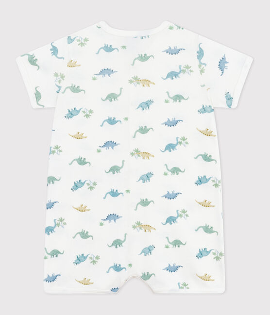 Tutina corta in cotone con dinosauro neonato bianco MARSHMALLOW/bianco MULTICO