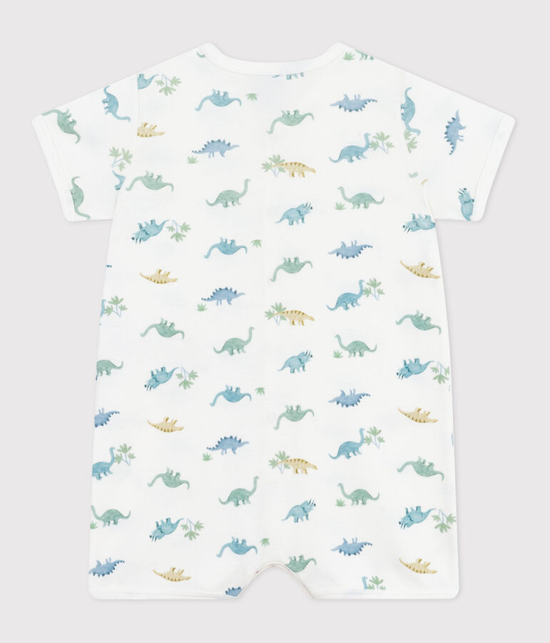 Tutina corta in cotone con dinosauro neonato bianco/multicolore