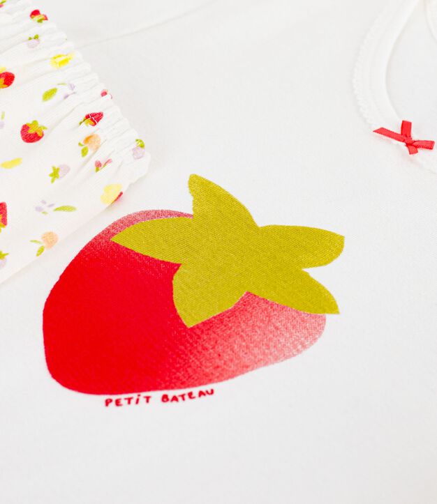 Pigiama corto in cotone con stampa di frutti bambino bianco/multicolore