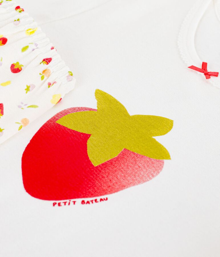 Pigiama corto in cotone con stampa di frutti bambino bianco MARSHMALLOW/bianco MULTICO
