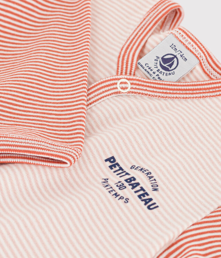 Tutina pigiama millerighe in cotone rosso/bianco