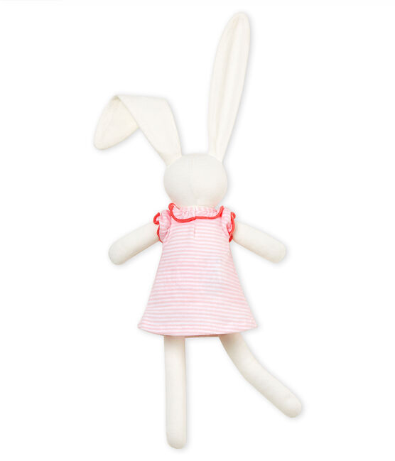 Doudou coniglio vestito rosa VIENNE/bianco MARSHMALLOW