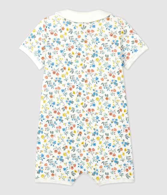 Tutina corta a fiori bebè in cotone bianco MARSHMALLOW/bianco MULTICO