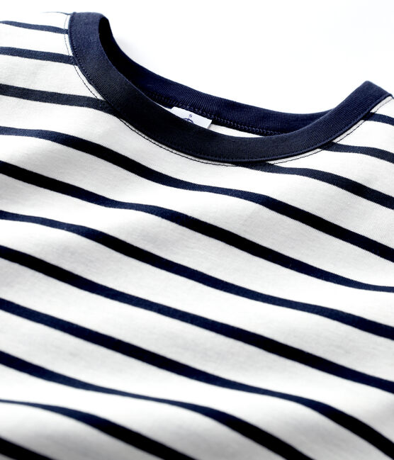 T-shirt L'ICONIQUE girocollo in cotone Donna bianco MARSHMALLOW/blu SMOKING