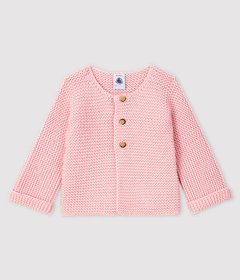 Cardigan lana e cotone beb&egrave; femmina rosa MINOIS