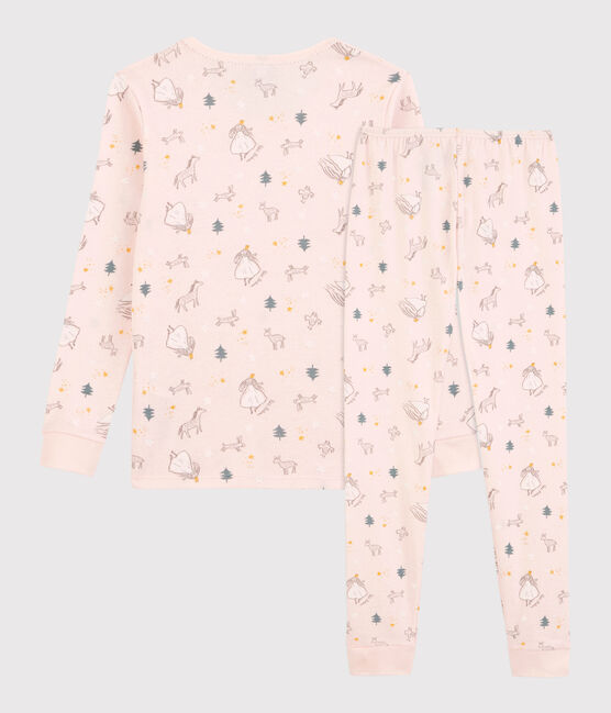 Pigiama snugfit bambina fantasia principesse in cotone rosa FLEUR/bianco MULTICO