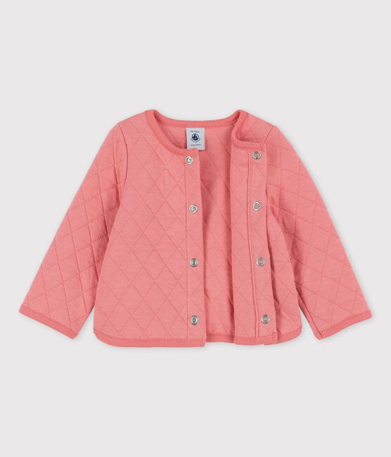 Cardigan bebè in tubique trapuntato rosa PAPAYE