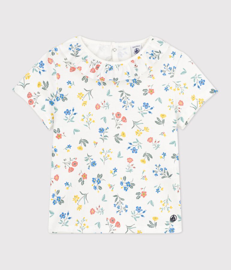 T-shirt a maniche corte in cotone bambina bianco/multicolore