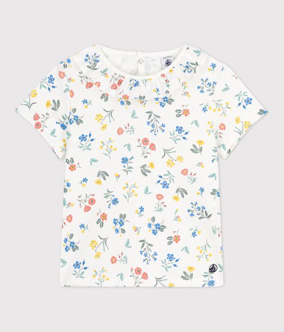 T-shirt a maniche corte in cotone bambina bianco MARSHMALLOW/bianco MULTICO