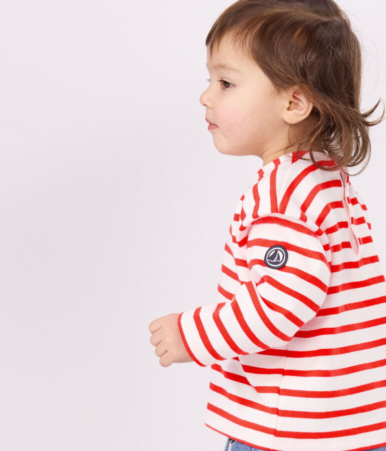 Top da marinaio per neonati in cotone spesso rosa/rosso