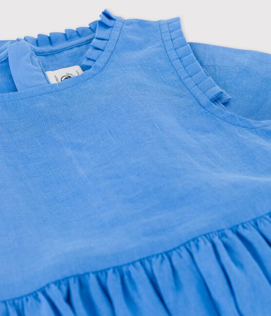 Abito senza maniche in lino bambina blu BRASIER