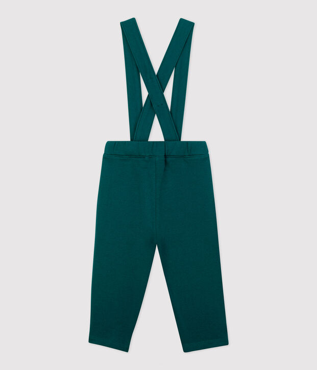Pantaloni a bretelle in molleton beb&egrave;. verde