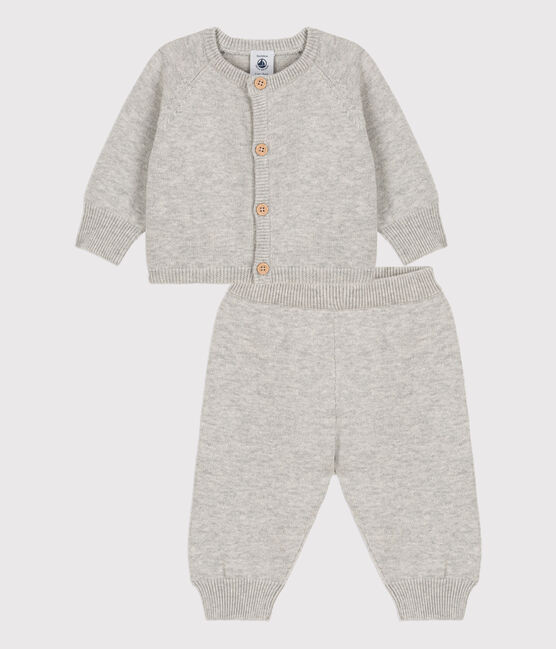Completo 2 pezzi bebè in maglia di lana e cotone grigio BELUGA CHINE