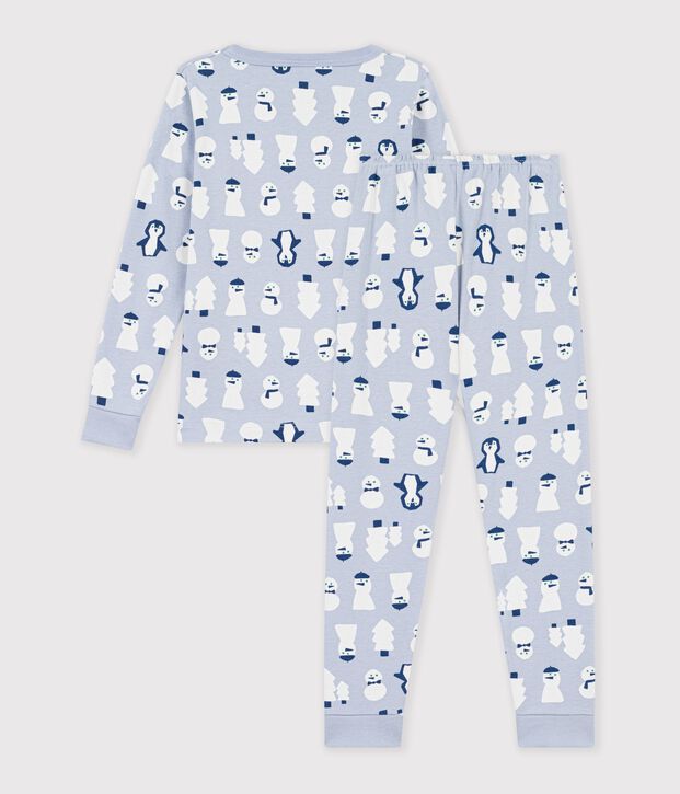 Pigiama molto aderente in cotone con stampa bambino blu/multicolore