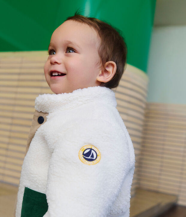 Cappotto in sherpa neonato. ecru/multicolore