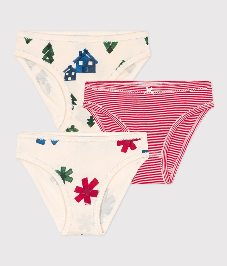 Confezione da 3 slip in cotone bambina motivo Natale multicolore