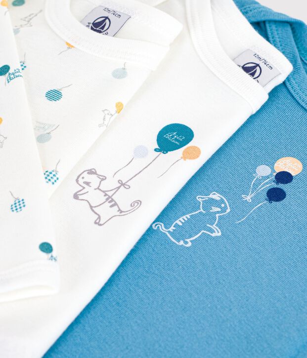 Lot de bodies manches longues en coton imprim&eacute; multicolore