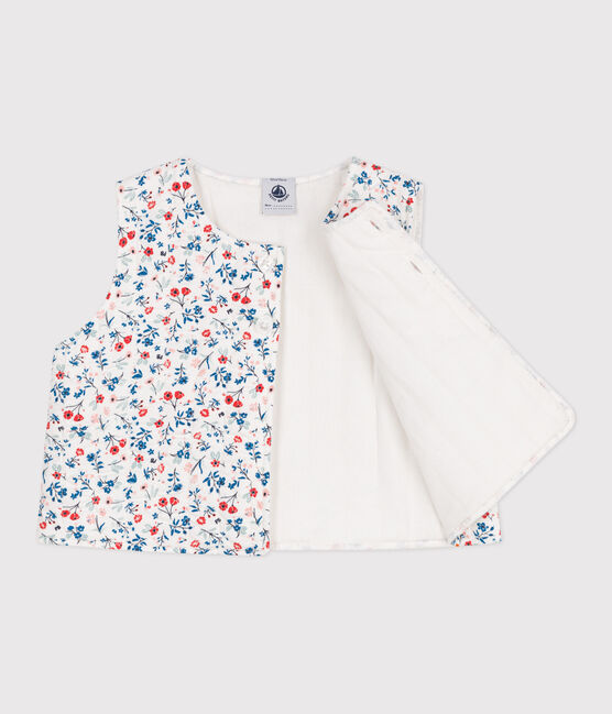 Giacca senza maniche neonato in popeline con stampa a fiori bianco MARSHMALLOW/bianco MULTICO