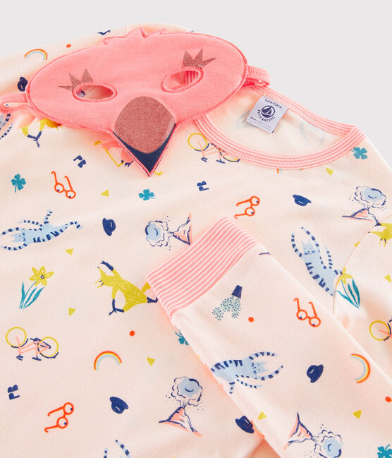 Pigiama maschera fenicottero rosa bambina a costine rosa FLEUR/bianco MULTICO