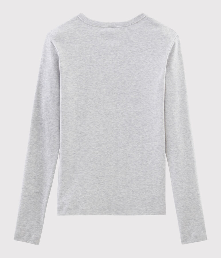 T-shirt girocollo iconica in cotone Donna grigio