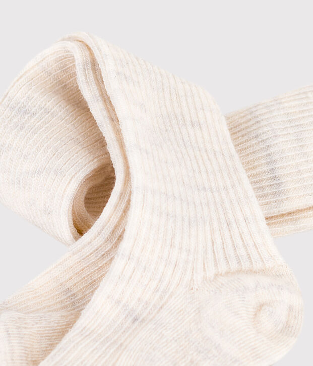 Collant in misto lana e cotone tinta unita neonata beige