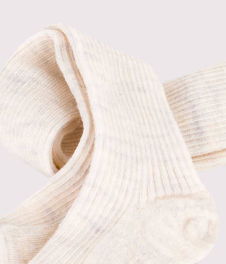 Collant in misto lana e cotone tinta unita neonata beige