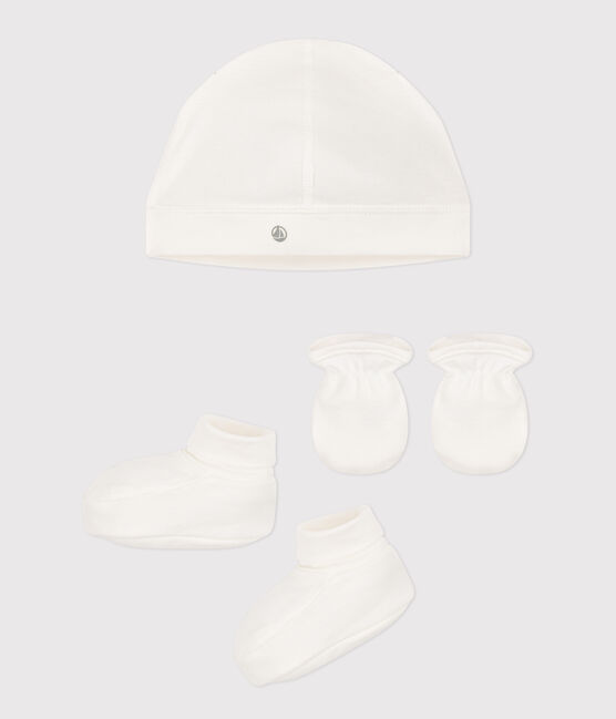 Set con cuffietta, babbucce e muffole bebè variante 1