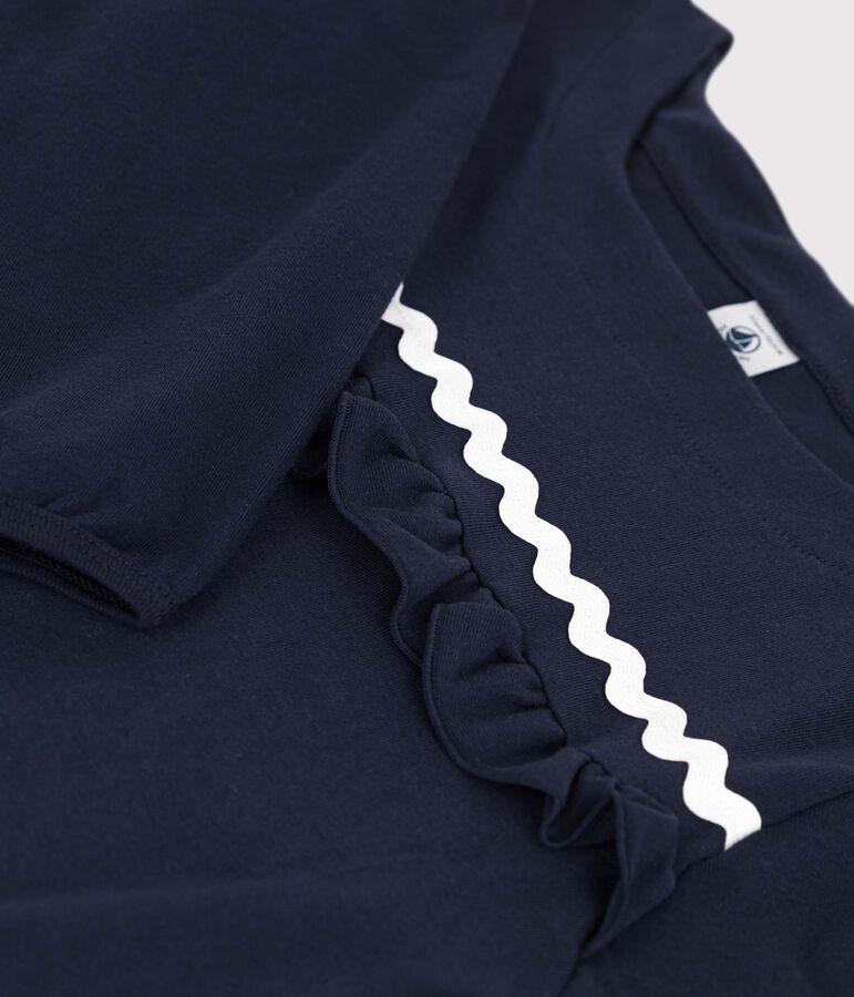 T-shirt bambina a maniche lunghe in cotone blu SMOKING