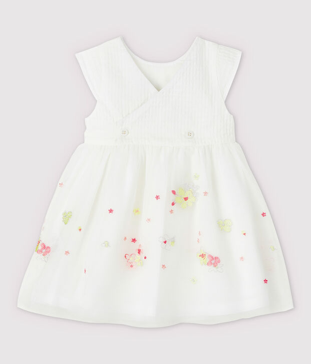 Abito da cerimonia con tulle ricamato beb&egrave; femmina bianco/multicolore
