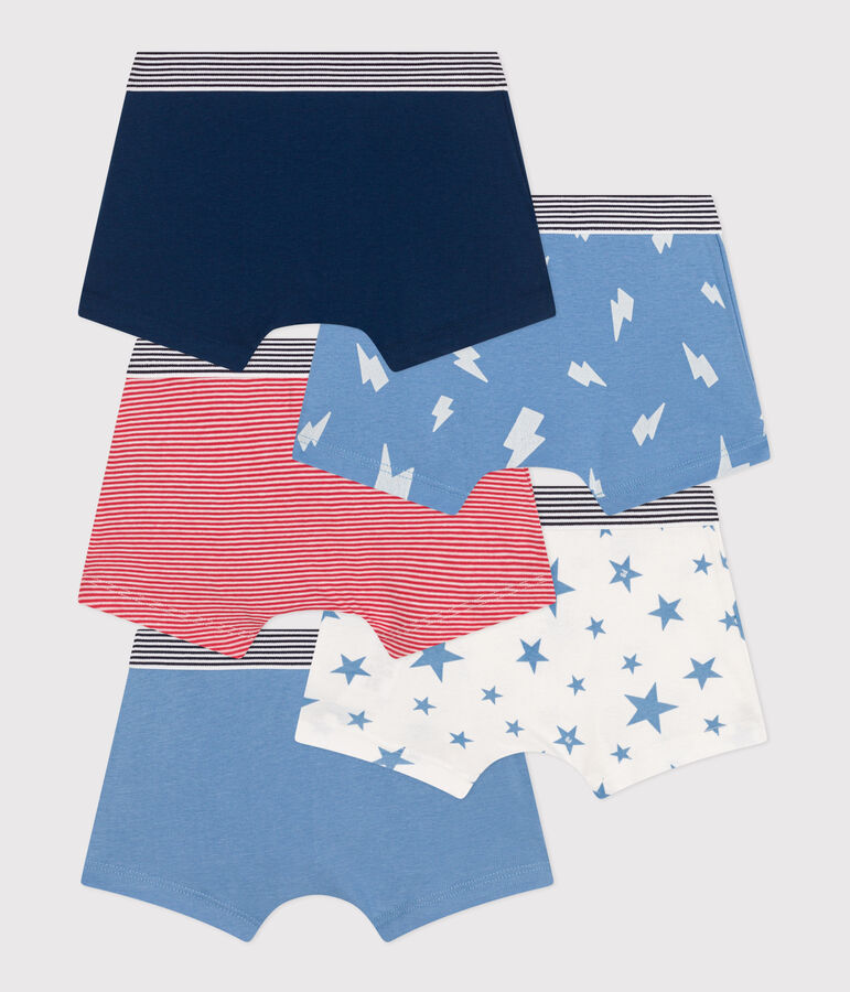Set di 5 boxer in cotone con stampa bambino multicolore