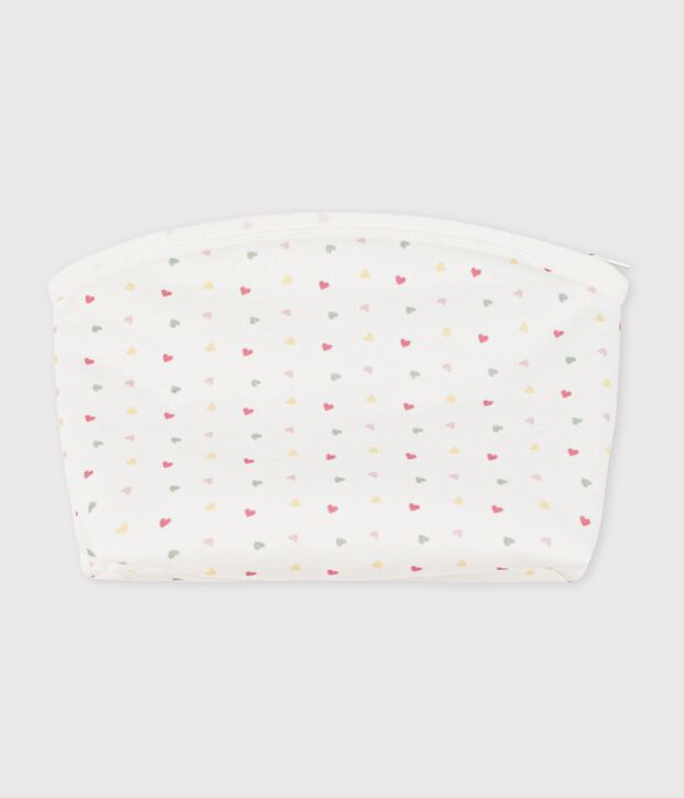 Pochette in cotone con stampa a cuoricini neonato bianco/multicolore