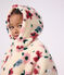 Giacca con cappuccio in sherpa a fiori bambina ecru/multicolore