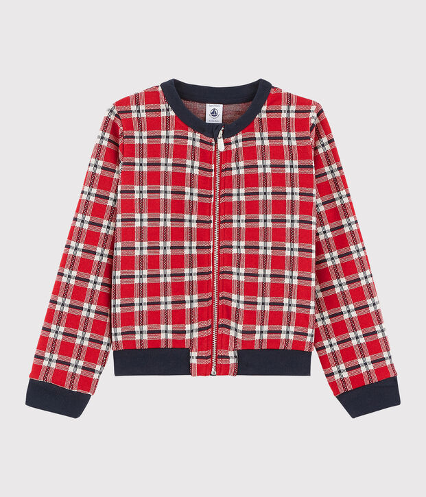 Cardigan a scacchi bambina rosso/multicolore