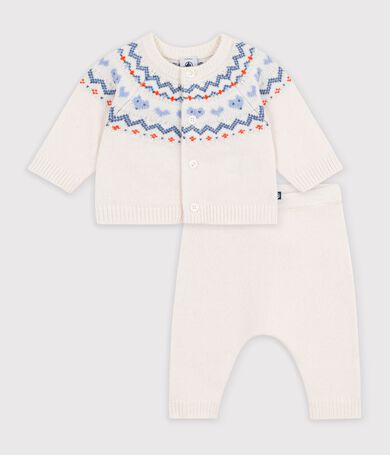 Completo in maglia jacquard fantasia neonato