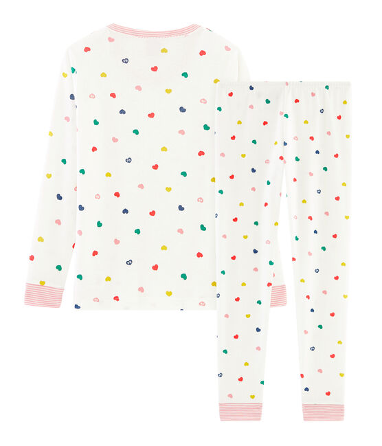 Pigiama bambina a costine modello molto aderente bianco MARSHMALLOW/bianco MULTICO